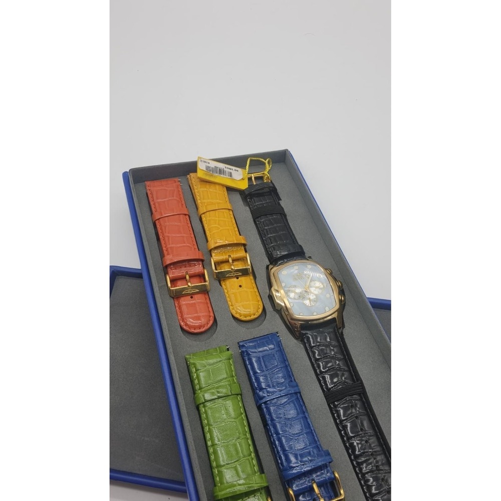 Invicta Lupah 21919 Men's Quartz Watch Gold Stainless Steel 5 Leather Straps